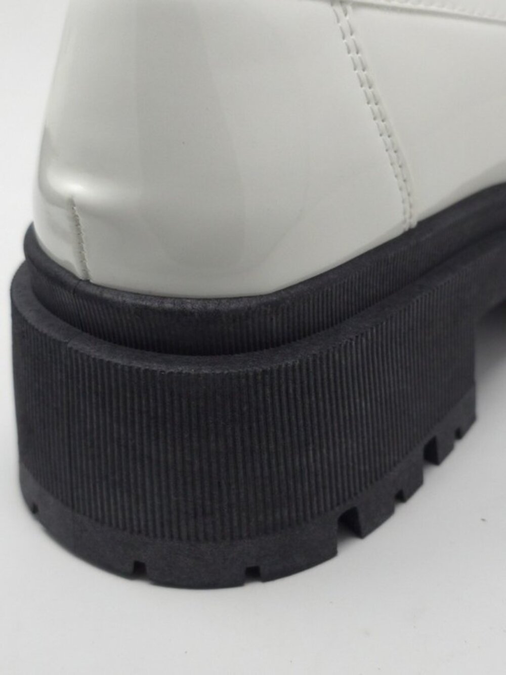 White Chunky Platform Loafers Gold Chain Lug Sole Slip On Trendy - Picture 8 of 10